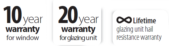 10 year warranty for window, 20 year warranty for glazing