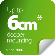 Up to 6cm deeper mounting